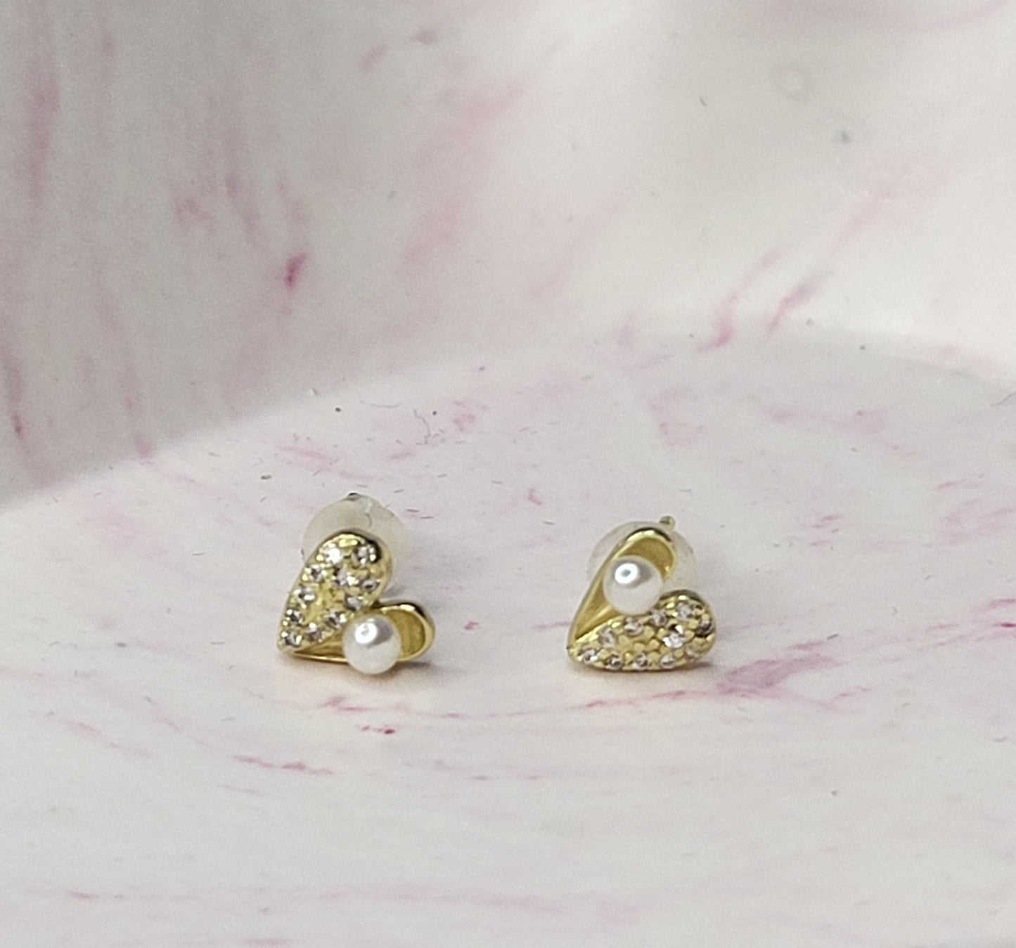 Delicate Pearl Heart Earrings