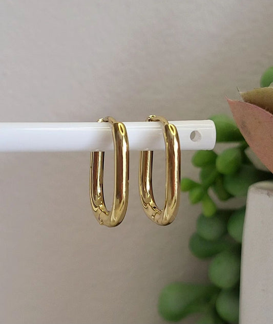 Square Oval Hoop Earrings