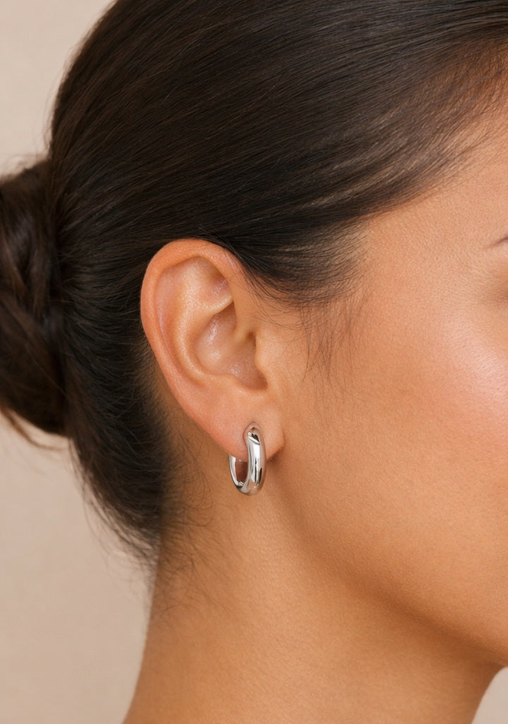 Polished Silver Hoop Earrings
