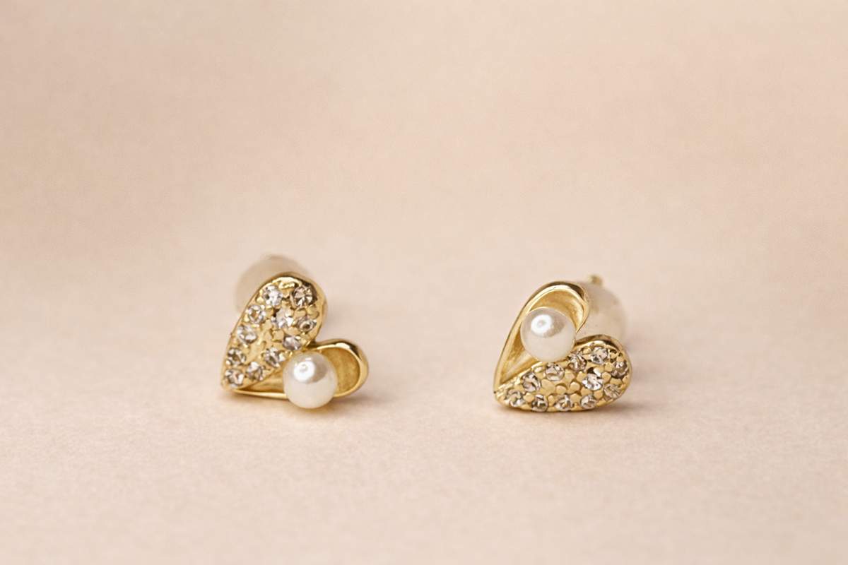 Delicate Pearl Heart Earrings