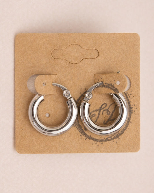 Polished Silver Hoop Earrings