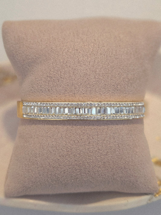 Elegant Baguette-Cut Stainless Steel Bracelet