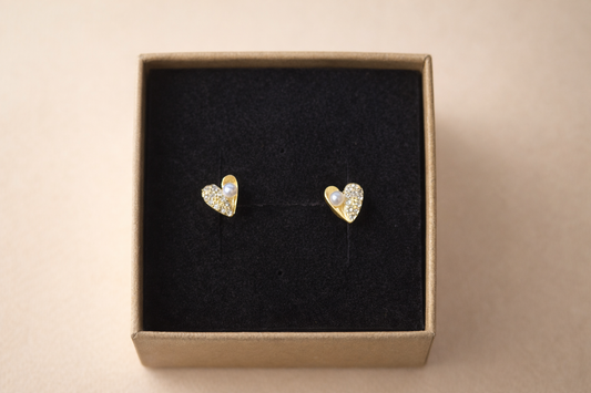 Delicate Pearl Heart Earrings