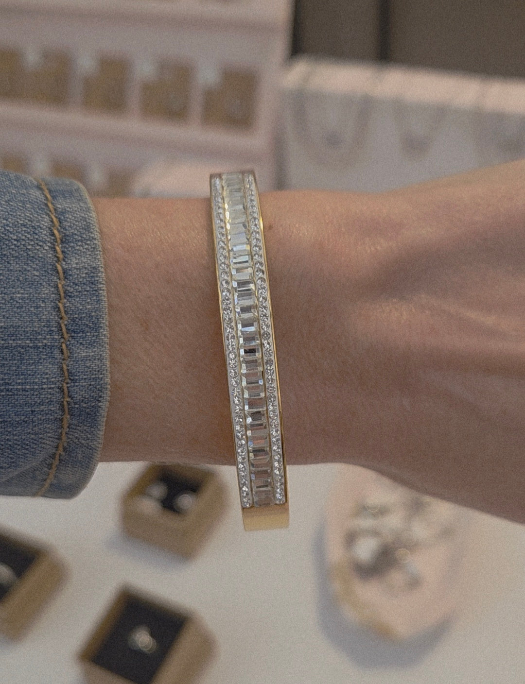 Elegant Baguette-Cut Stainless Steel Bracelet