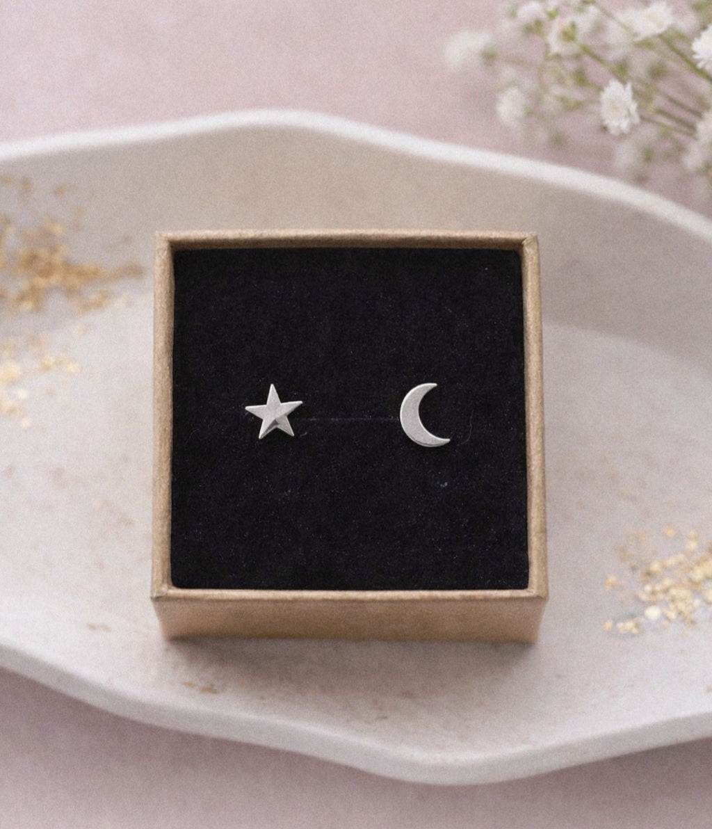 Star and Moon Studs