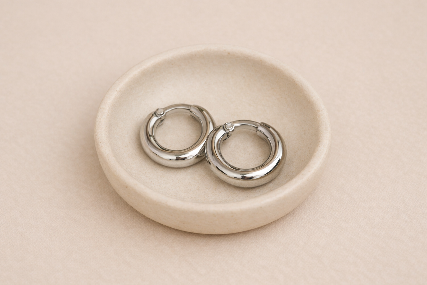 Polished Silver Hoop Earrings