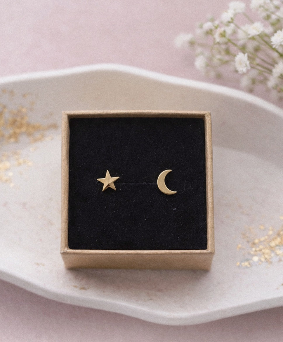 Star and Moon Studs